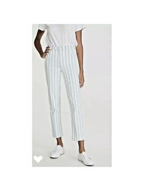 J Brand Jules EcoWash Striped Jeans High Rise Blue & White Pants Size 30